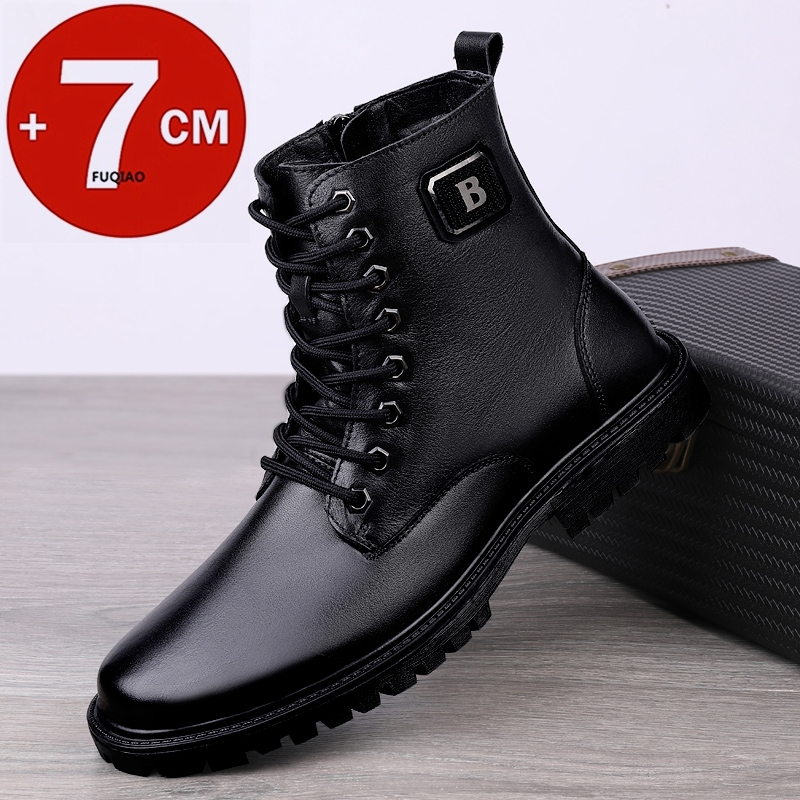 Men Shoes Ecco - Men's Genuine Leather Elevator Boots Winter