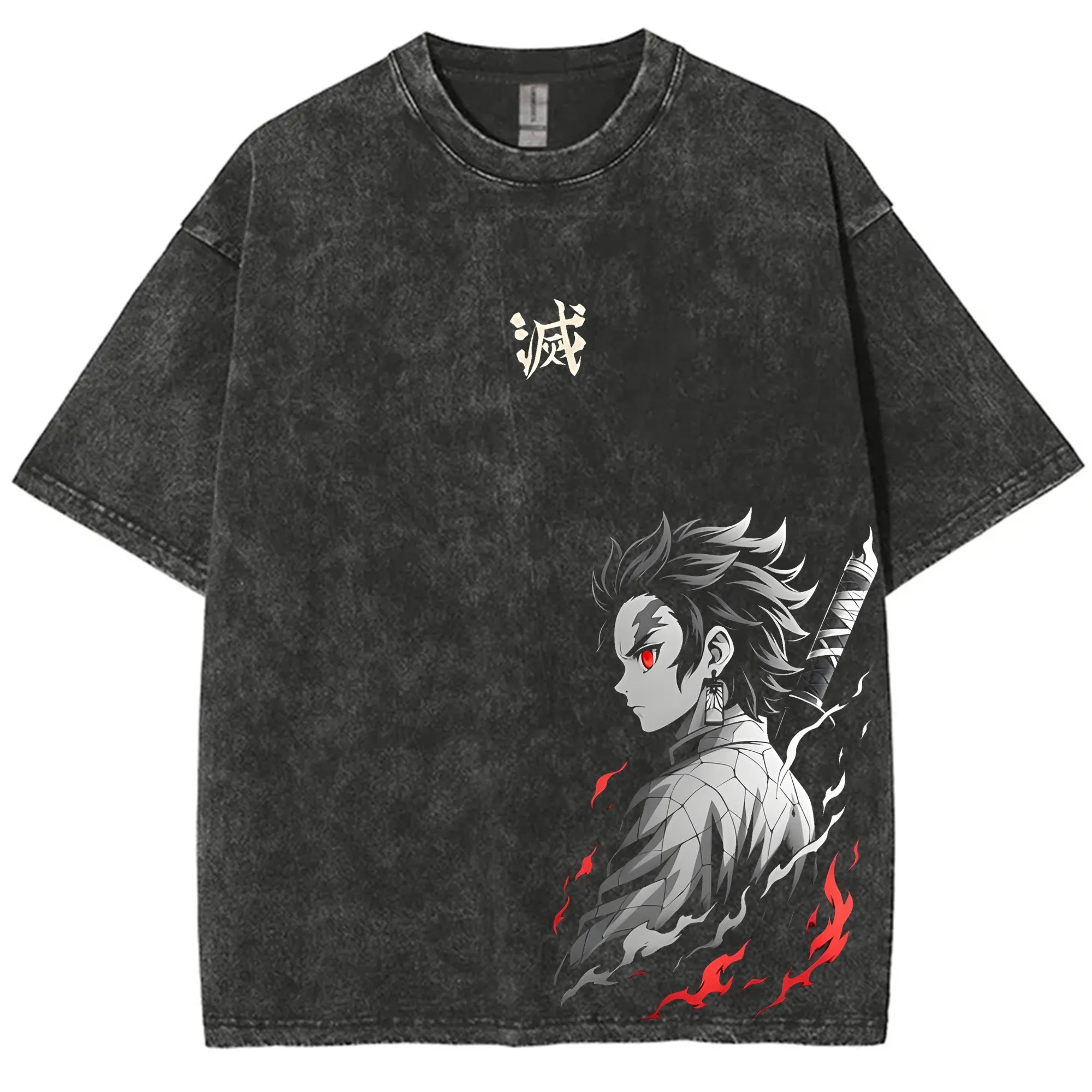 Men Shoes Japan - Streetwear Demon Slayer Vintage Washed Graphic