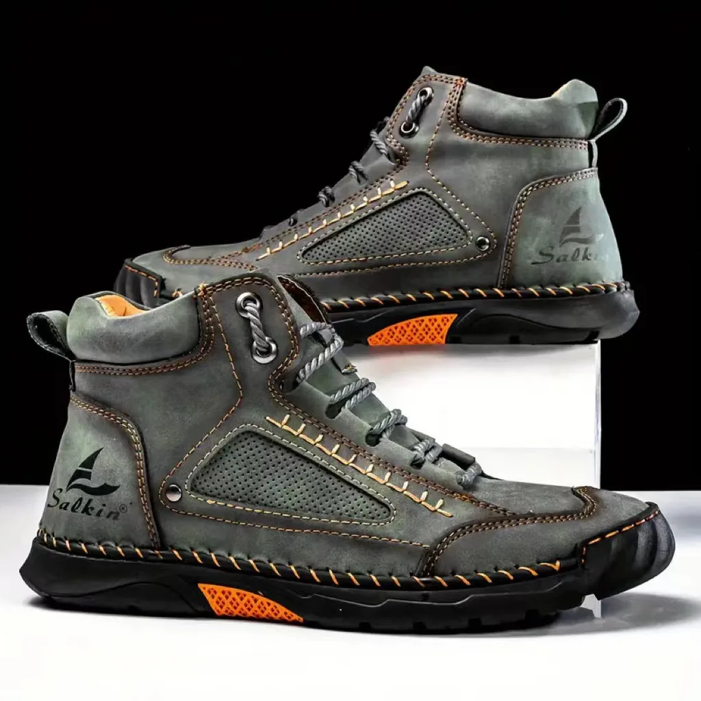 Men Shoes Ecco - Men's Hand-stitched Boots Plus-size Casual Shoes