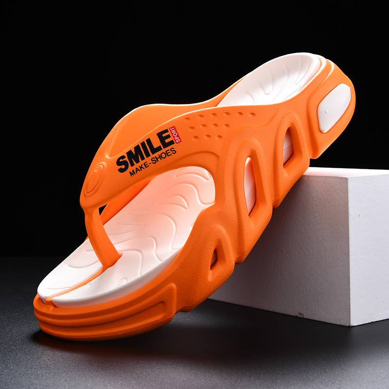 Men Shoes Ecco - Summer Orange Platform Slippers Men Comfortable
