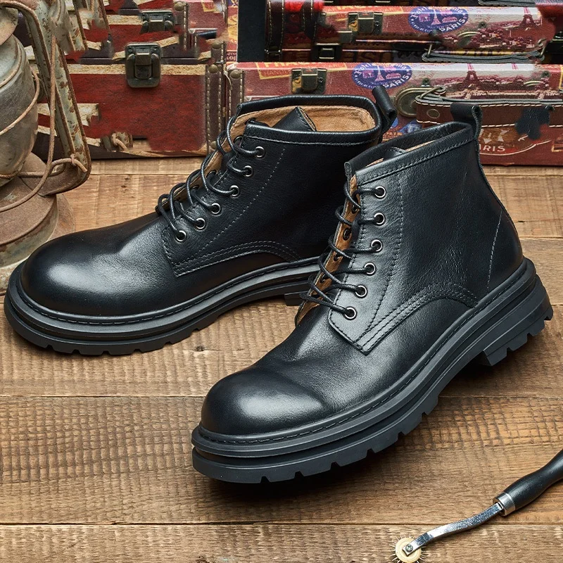 Men's Retro Ankle Leather Boot - Men'S Shoes Quality Brands 评论和价格