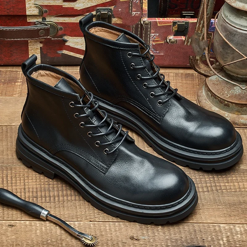 Men's Retro Ankle Leather Boot - Men'S Shoes Quality Brands 评论和价格