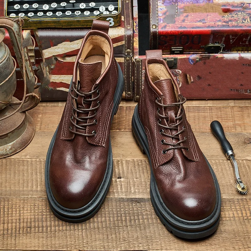 Men's Retro Ankle Leather Boot - Men'S Shoes Quality Brands 评论和价格